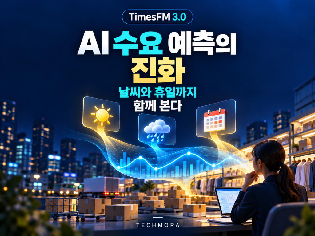 AI 수요 예측의 진화, 날씨와 휴일까지 함께 본다. TimesFM 3.0을 소개하는 테크모라 대표 이미지